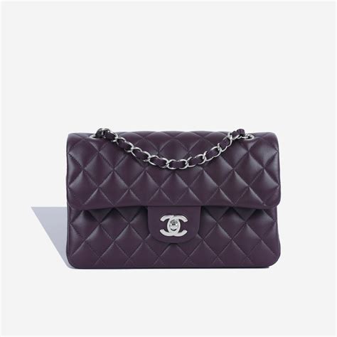 chanel aubergine mauve mini flap bag